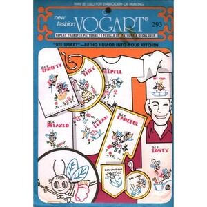 Vintage Vogart 293 Bee Smart Repeat Transfer Pattern Embroidery Painting Bee CUT